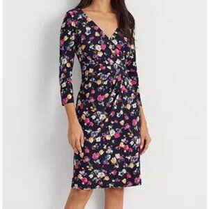 Lauren Ralph Lauren Petite Floral Jersey Surplice Dress - Size 4 (S8)